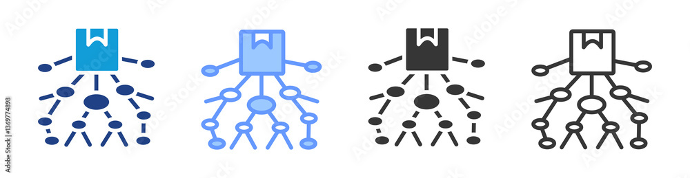 Poster Intensive Distribution icon set multiple style collection