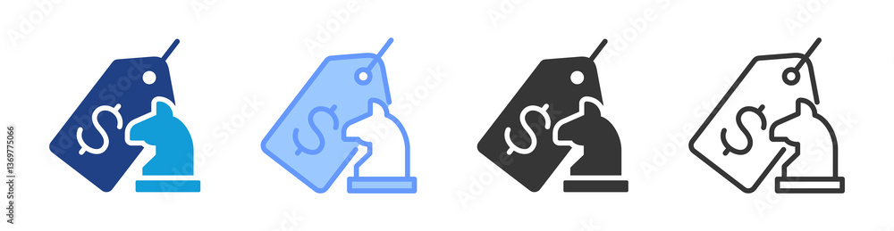 Poster price strategy icon set multiple style collection