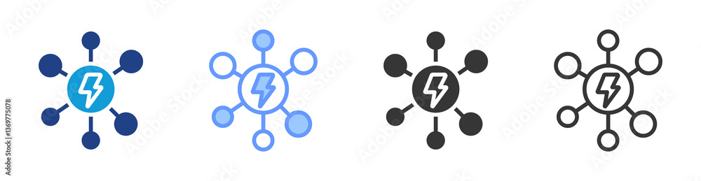 Poster channel conflict icon set multiple style collection
