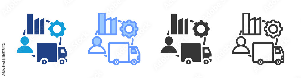Poster supply chain management icon set multiple style collection