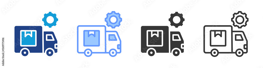 Poster transportation management icon set multiple style collection