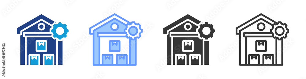 Poster inventory management icon set multiple style collection