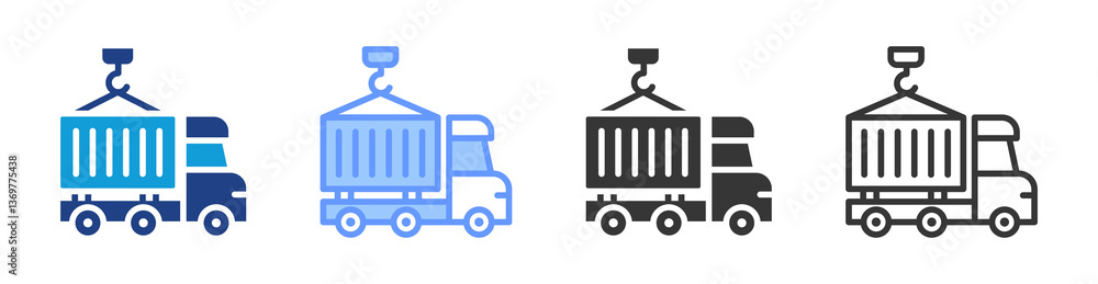 Poster distribution logistics icon set multiple style collection