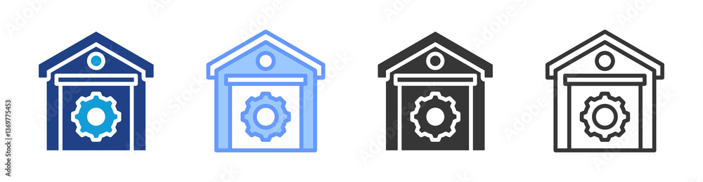 Poster warehouse management icon set multiple style collection