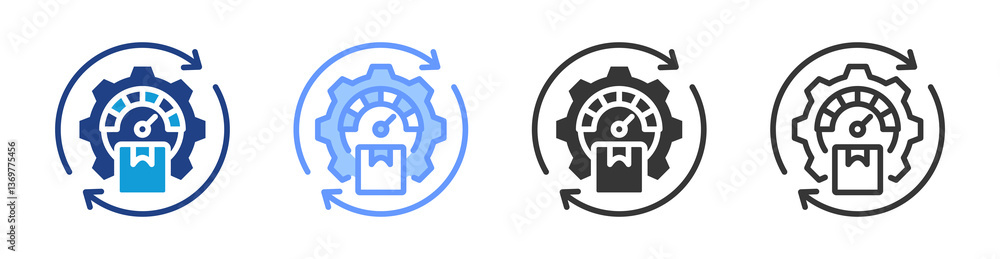 Poster logistics optimization icon set multiple style collection