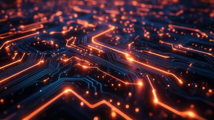 Fototapeta premium Abstract Circuit Board: Glowing Pathways of Digital Innovation