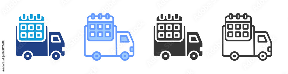 Aufkleber Delivery Scheduling icon set multiple style collection