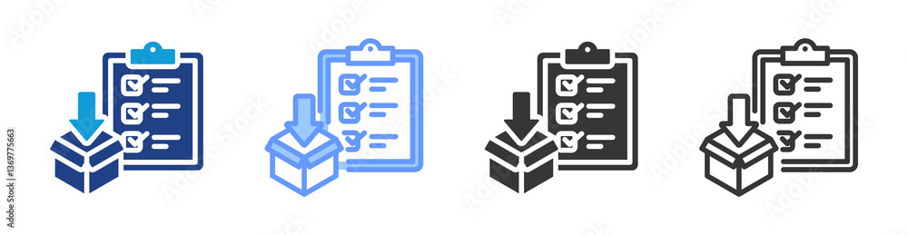 Poster order fulfillment icon set multiple style collection
