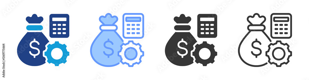 Poster Cost Management icon set multiple style collection