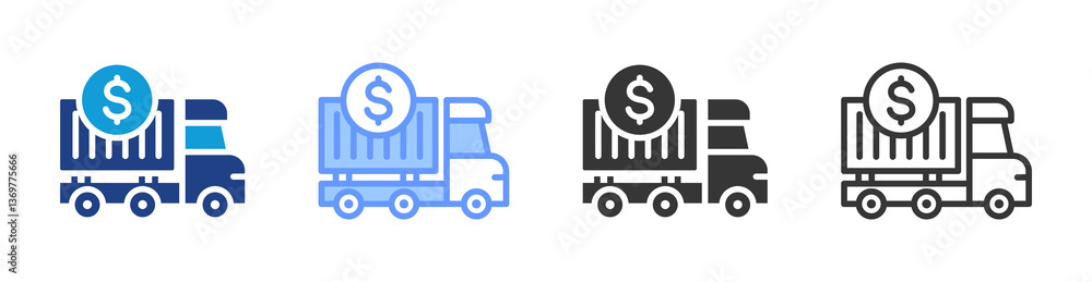 Poster transportation cost icon set multiple style collection