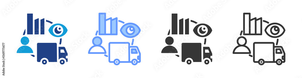 Poster supply chain visibility icon set multiple style collection