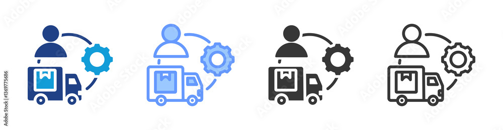 Poster Third Party Logistics icon set multiple style collection