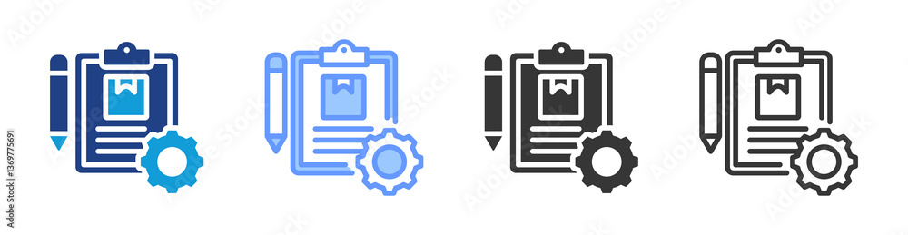 Poster Order Processing icon set multiple style collection