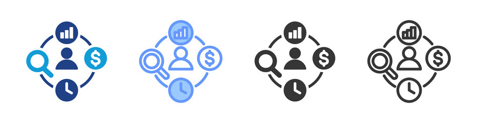 Sourcing Strategies icon set multiple style collection