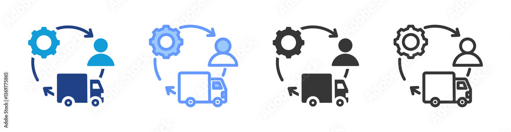 Poster supply chain integration icon set multiple style collection