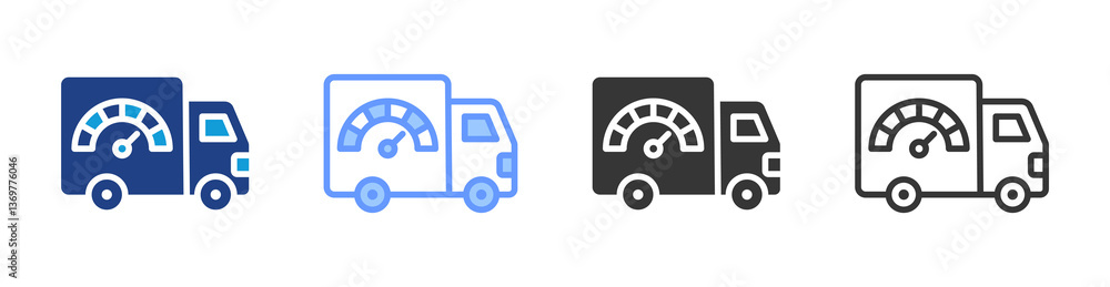 Poster Delivery Performance icon set multiple style collection
