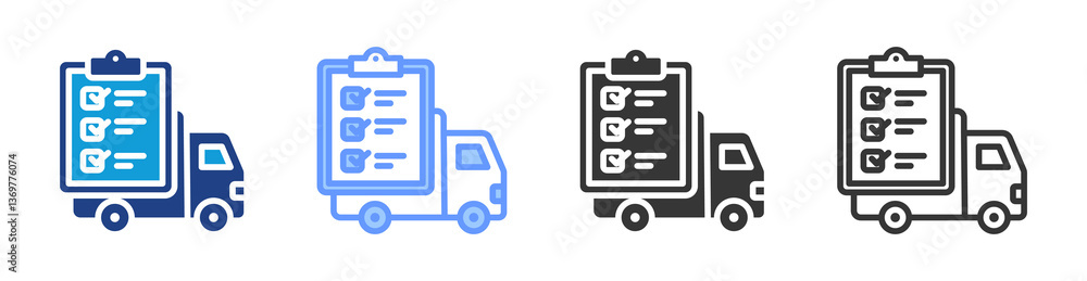 Poster distribution planning icon set multiple style collection
