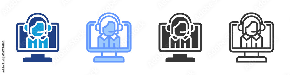 Poster Virtual Assistant icon set multiple style collection