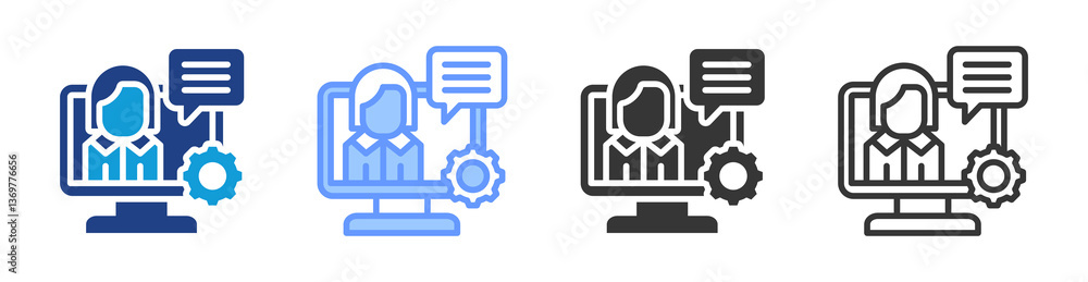Poster online consulting icon set multiple style collection