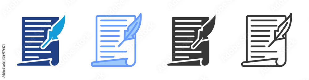 Poster copywriting icon set multiple style collection