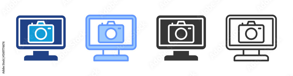 Poster online photography icon set multiple style collection