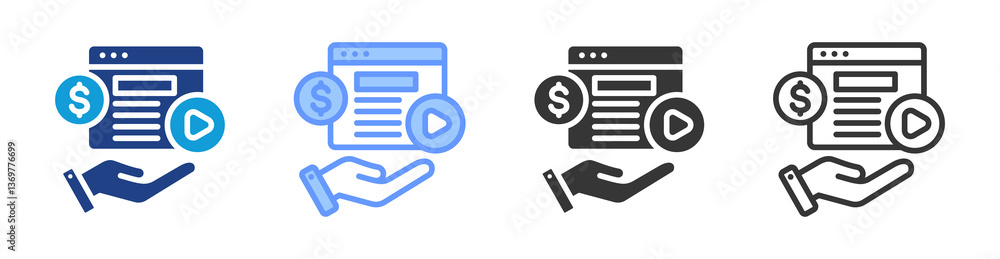 Poster selling content icon set multiple style collection