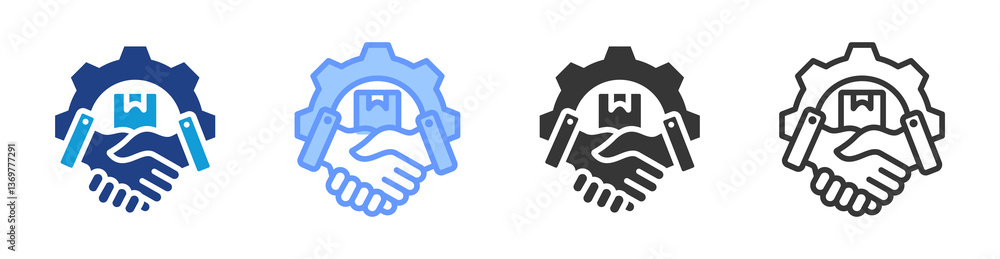 Poster supplier relationship management icon set multiple style collection