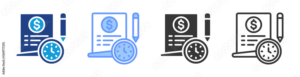 Poster payment term icon set multiple style collection