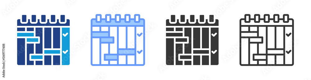 Poster Project Scheduling icon set multiple style collection