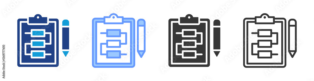 Poster Project Planning icon set multiple style collection