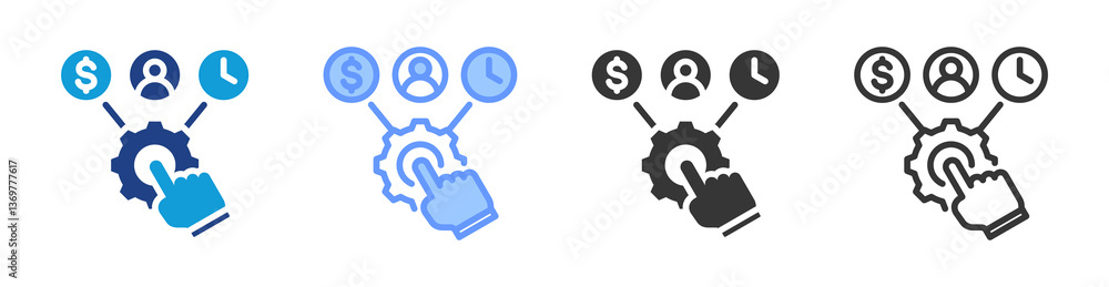 Poster Resource Allocation icon set multiple style collection