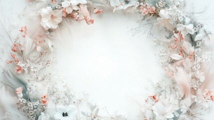 Elegant Floral Frame with Delicate Pastel Flowers and Greenery