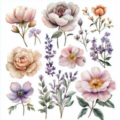 Beautiful Collection of Floral Illustrations in Soft Pastel Tones