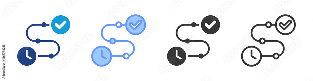 Poster timeline tracking icon set multiple style collection