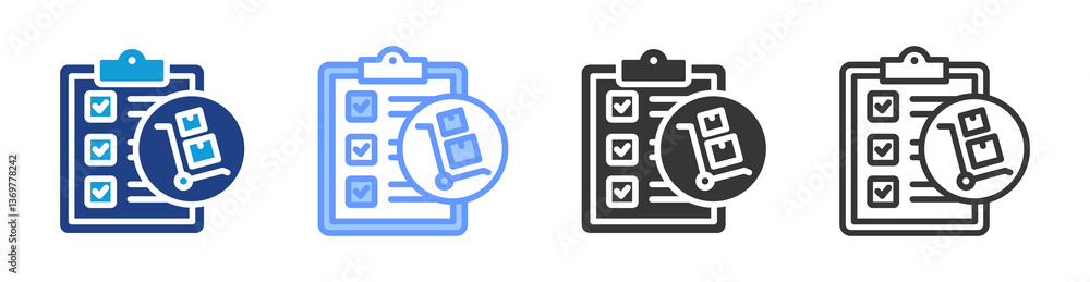 Poster project procurement icon set multiple style collection