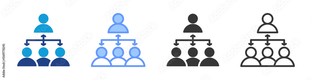 Poster team coordination icon set multiple style collection