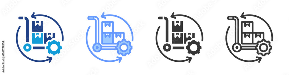 Poster procurement management icon set multiple style collection