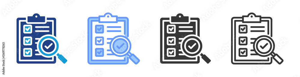 Poster Quality Control icon set multiple style collection