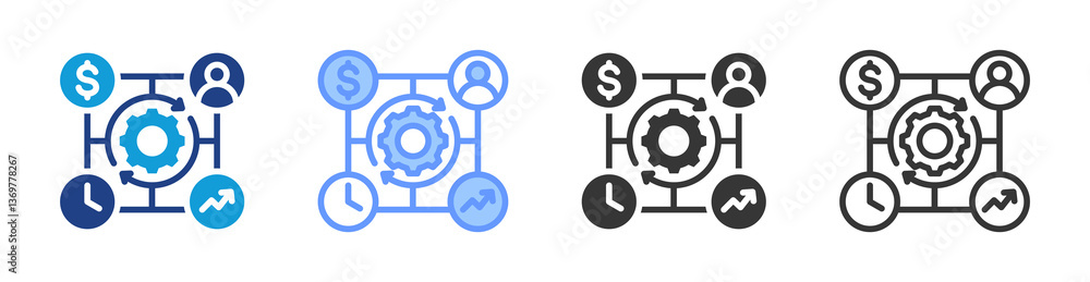 Aufkleber Resource Management icon set multiple style collection