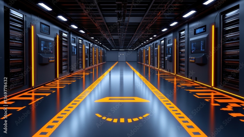 Poster a factory floor with iot devices monitoring production efficiency.