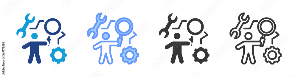Poster Capability Indices icon set multiple style collection