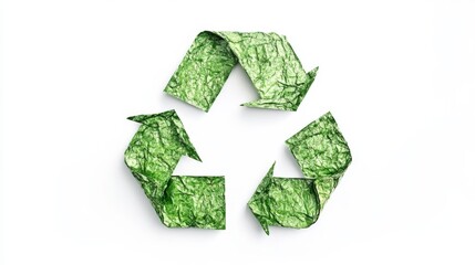 Grungy textured recycle symbol in blue, green, and yellow on white background.