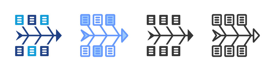Fishbone Diagram icon set multiple style collection