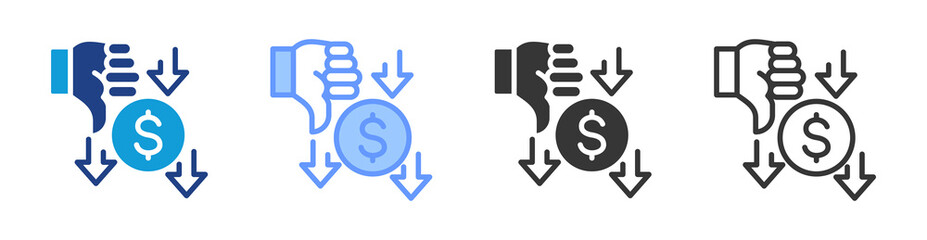 Cost Of Poor Quality icon set multiple style collection
