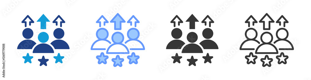Poster customer satisfaction improvement icon set multiple style collection