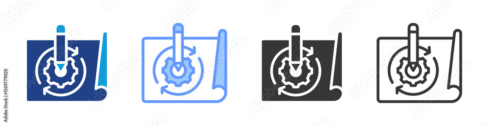 Poster Process Redesign icon set multiple style collection