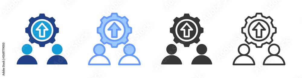 Poster kaizen culture icon set multiple style collection