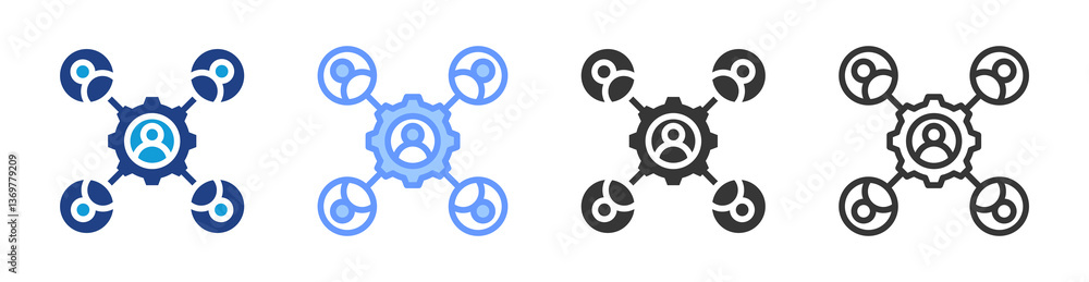 Aufkleber vendor management icon set multiple style collection