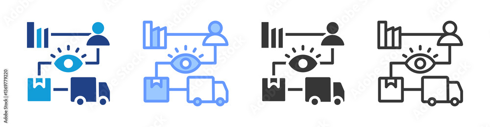 Poster Supply Chain Visibility icon set multiple style collection