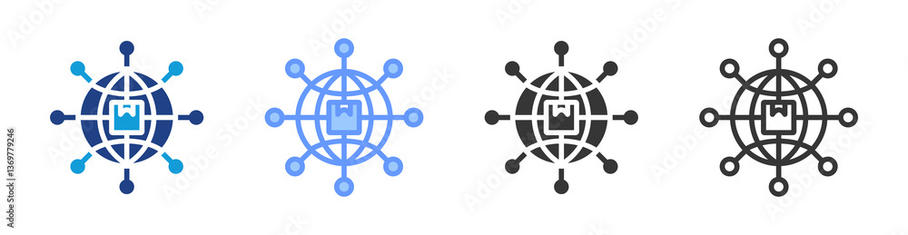 Poster Distribution Network icon set multiple style collection